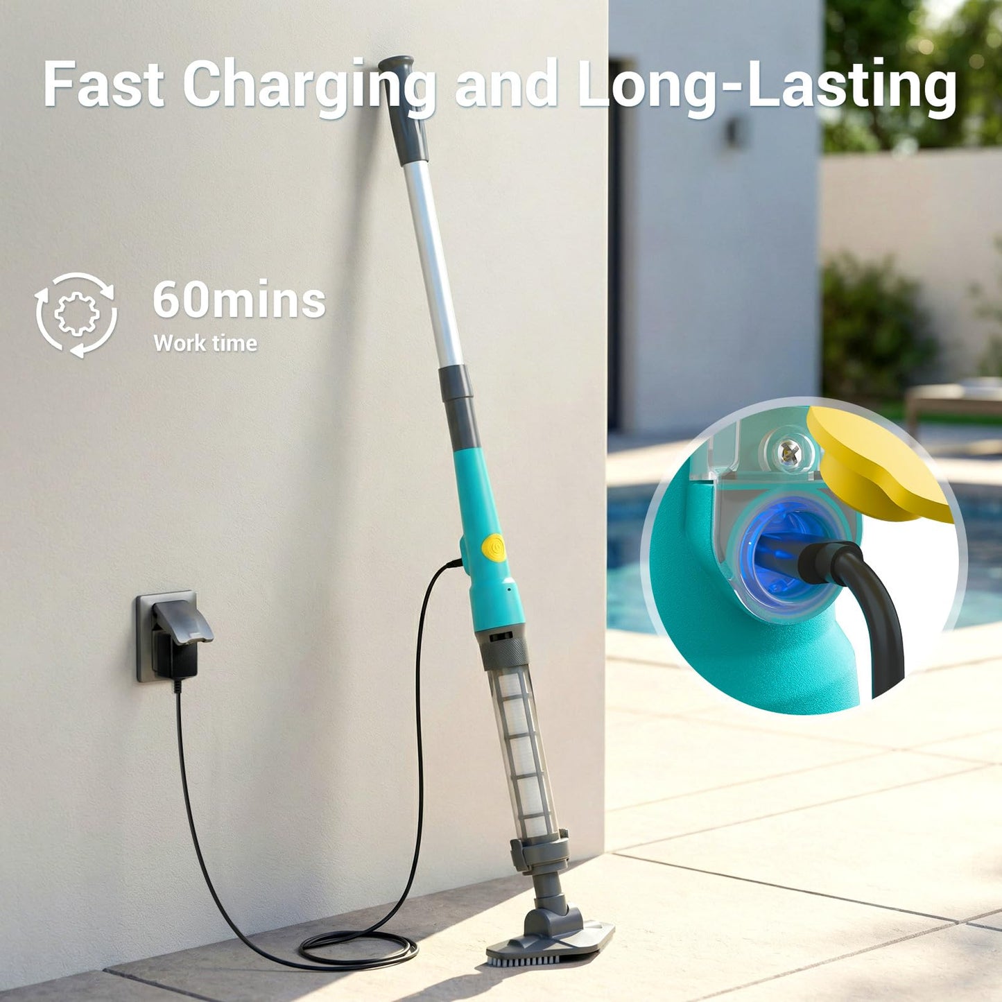 MUTAOMWY Hot Tub Vacuum,Cordless Handheld Pool Vacuum Cleaner - Pool Cleaner for Inground Pools, for Hot Tubs and Spa,15 Gallons/Min Powerful Suction