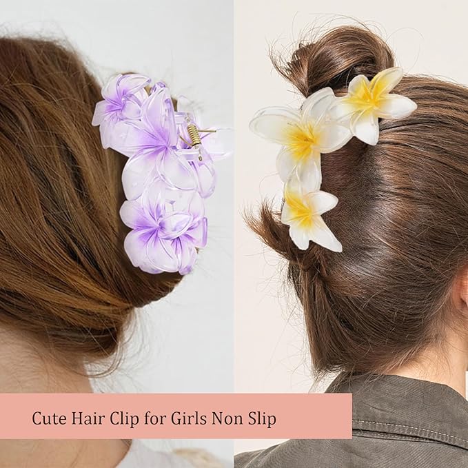Ondder 4 Pcs Flower Hair Clips for Women Big Flower Claw Clips Large Matte Hair Clips for Thick Hair Non Slip Strong Hold Jaw Hair Clips for Women's Hair Flower Hair Accessories for Women Girls