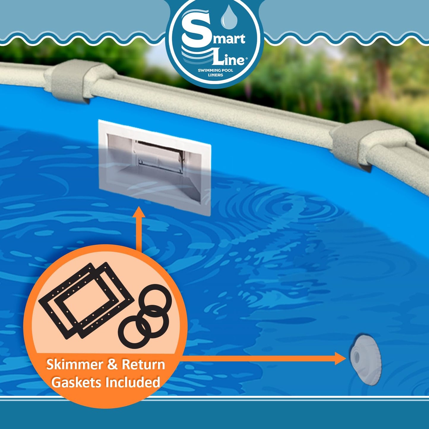 Smartline 8 ft Round Swimming Pool Liner | Solid Blue | Overlap Style | 48-52 Inch Wall Height | 25 Gauge Heavy Duty Virgin Vinyl | Designed for Steel Sided Above Ground Pools