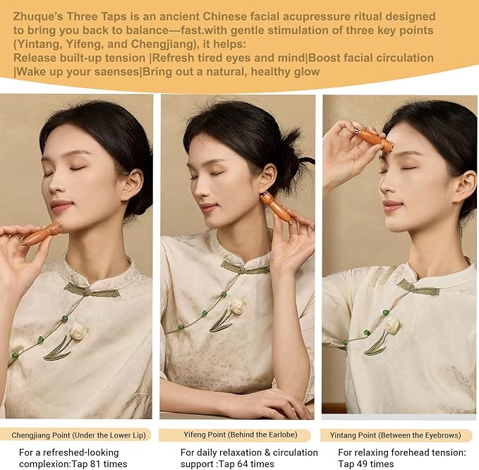 2Pcs Facial Massage Tool for Eye Massage Reduce Puffiness and Dark Circles Facial Meridian Brush Rosewood Handle Copper Massage Beads Chinese SPA Gua Sha Tool (Rosewood)