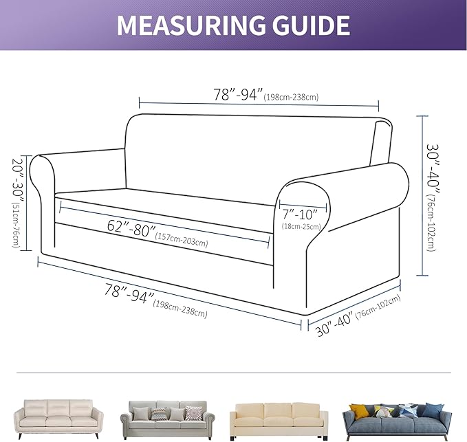 Joccun Stretch Couch Cover Slipcovers, 1-Piece Sofa Covers for 3 Cushion Couch Spandex Jacquard Washable Furniture Protector Cover for Living Room,Kids,Pets(Sofa,Fossil)