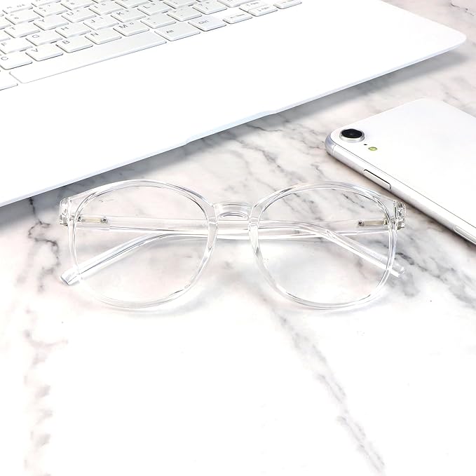 LifeArt Round Blue Light Blocking Glasses, Computer Glasses, Gaming Glasses, TV Glasses for Women Men (Clear, 1.25 Magnification)