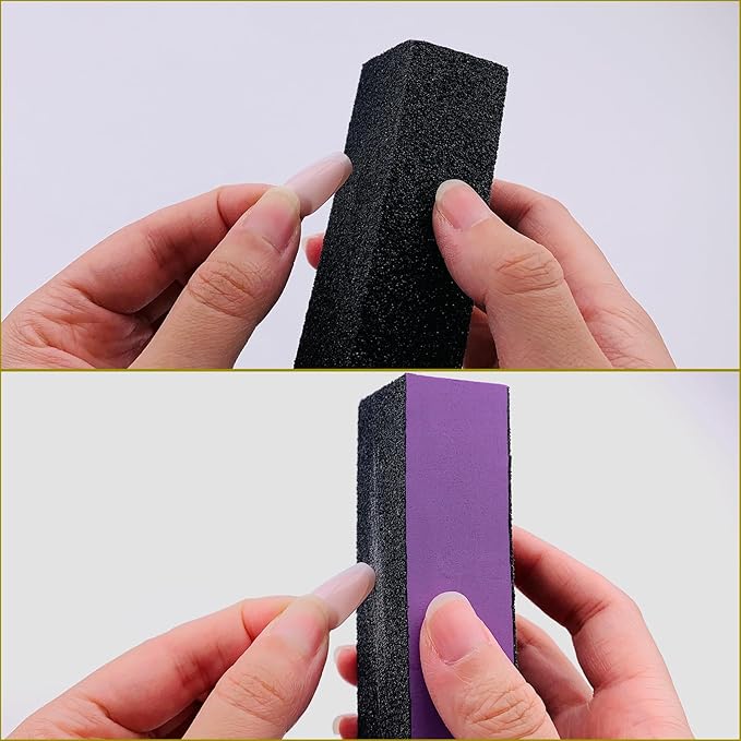 10 Pcs Nail Buffer Sanding Block Polisher Buffing File 100/180 Grit 3 Sides Nail Files Art Pedicure Manicure File(Black Purple)