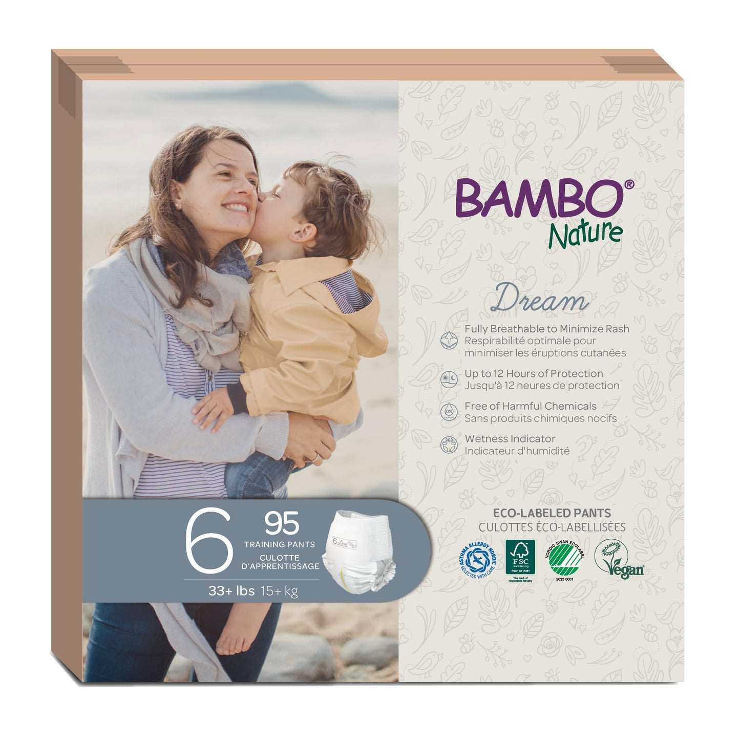 Bambo Nature Hypoallergenic Training Pants, Eco-Labelled Training Pants, Totally Chlorine-Free, Skin Friendly - Size 6 (95 Count)