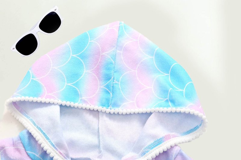 LUCKYGAL Kids Mermaid Beach Coverup Girls Swimsuit Coverup Zip-Up Beach Bathing Suit Wraps,4t 5t