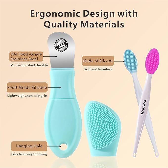 Face Washing Brushes,Nose Blackhead Removal Tools,3Pcs Pore Cleaning Brush, Skin Scrubber Face Spatula,Double-headed Blackhead Extractor Pimple Extractor,Face Scraper for Deep Cleansing (Green)