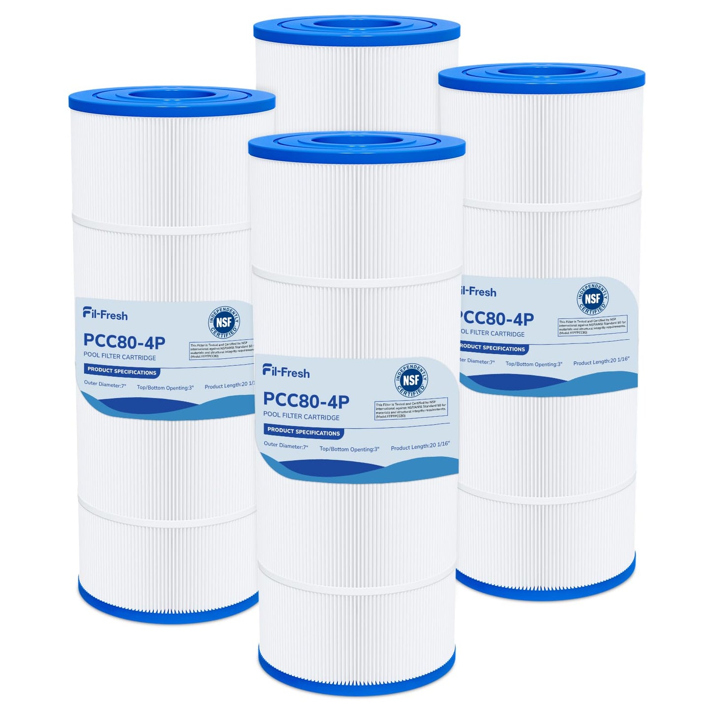 Fil-fresh CCP320 Pool Filters Cartridge Compatible with Pentair Clean & Clear Plus 320, Replaces Pleatco PCC80-PAK4, Pentair R173573, 178580, 160340, 4×80 sq. ft, 4-Pack
