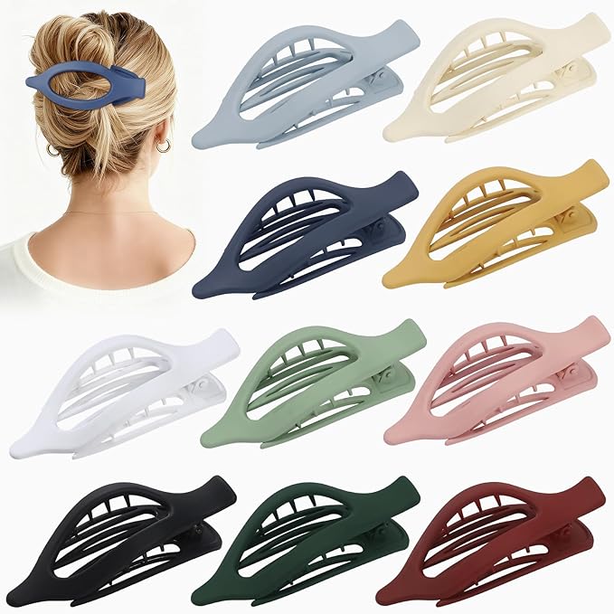 10 Pcs Flat Hair Clips for Women French Concord Claw Clips for Thick and Thin Hair Claw Clips Duck Billed Barrettes Hair Accessories for Women and Girls (Bright Colorful)