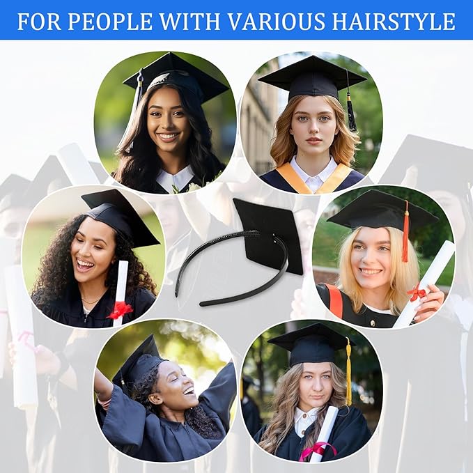 Pvoiue Graduation Cap Headband Insert, Grad Caps Headband Insert, Adjustable, Secures Cap and Keeps Hairstyle, Upgraded Interior Design, Simple and Practical Anti-Fall Hairband for Graduation