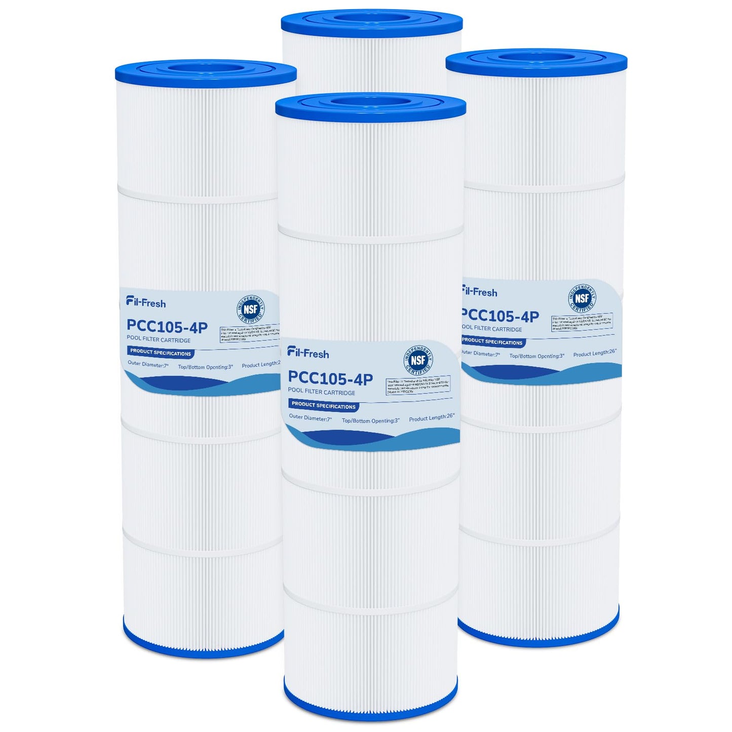 Fil-fresh CCP420 Pool Filter Cartridges Compatible with Pentair Clean & Clear Plus 420, Replacement for Pentair R173576, C-7471, 178584, Pleatco PCC105-PAK4, 4×105 sq.ft, 4 Pack