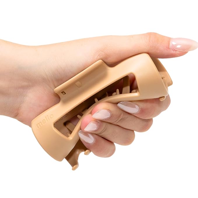 The Original Mello Hair Claw Clip Squishy Claw Clip Made in Korea Patent Pending 30021976 (Brown, Medium)