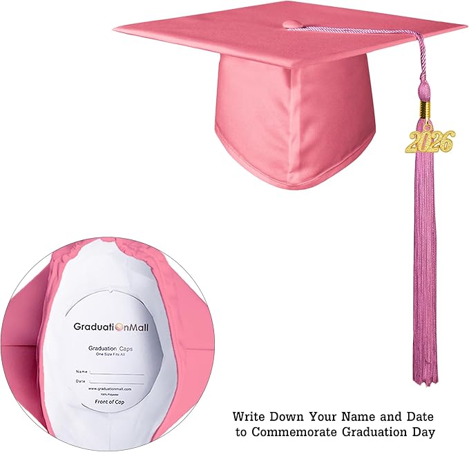 GraduationMall Matte Kindergarten & Preschool Graduation Cap for Kids with 2026 Tassel Black
