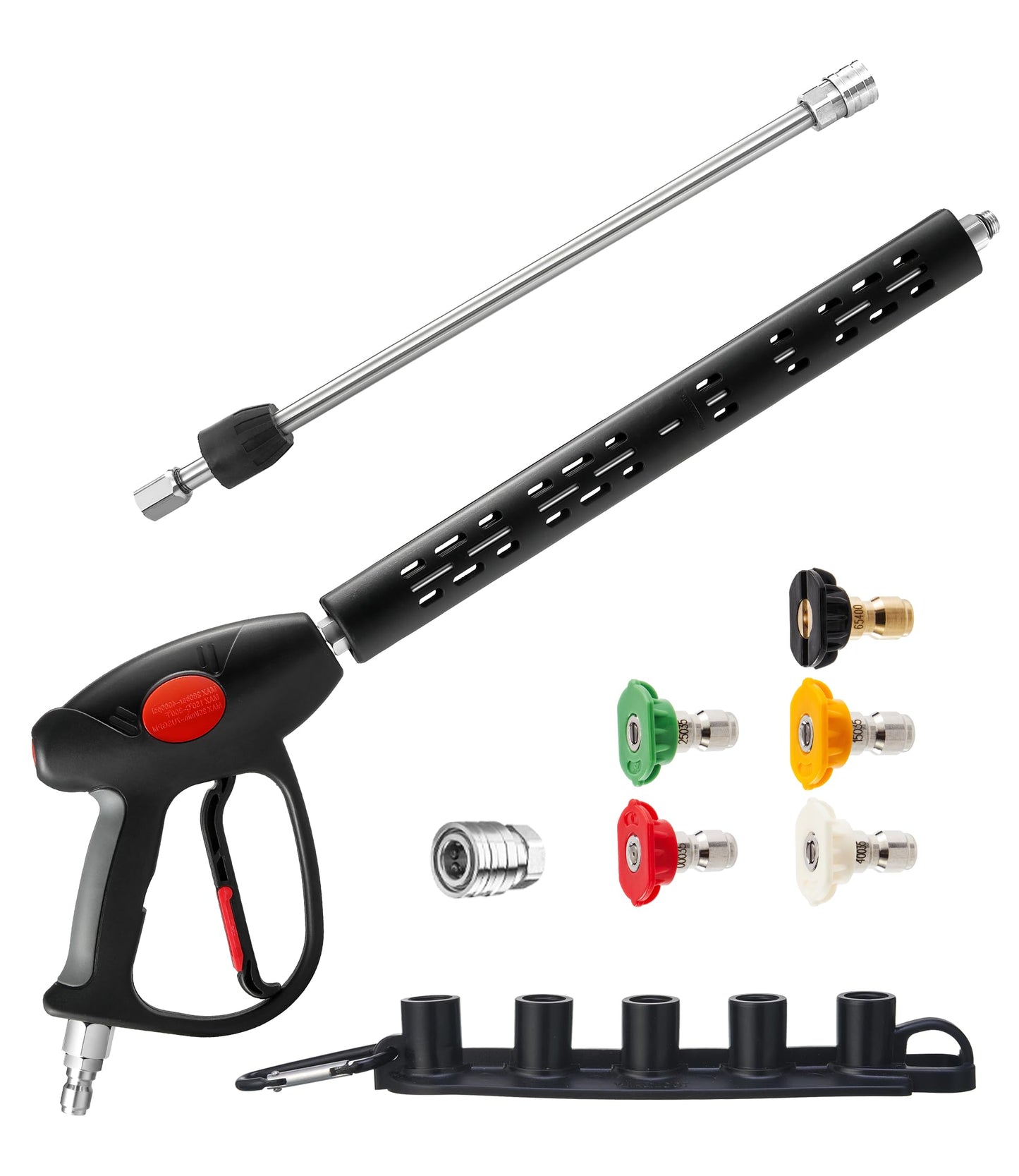 M MINGLE Swivel Pressure Washer Gun, 40 Inch Power Washer Wand with 3/8" Quick Connect, 4000 PSI High Pressure Spray Gun for Car Wash, 5 Nozzle Tips