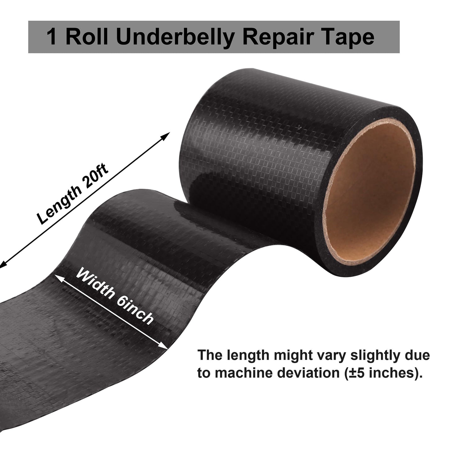 PlusRoc RV Underbelly Material RV Underbelly Tape Waterproof Flex Belly Tape with Permanent Sealing Adhesive for Mobile Home, Camper Travel Trailer, Tear Repair Patch(6'' x 20')