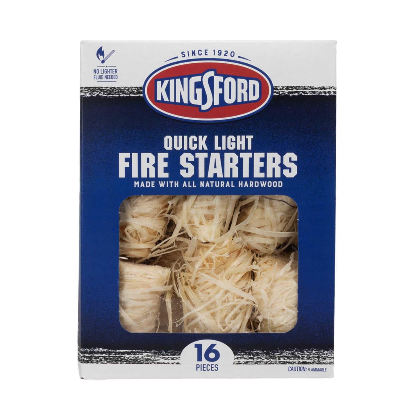Kingsford Quick Light Fire Starter Rolls, All Natural Hardwood with Paraffin, Water Resistant and Easy Lighting for Charcoal, Pellet Grills, Smokers, Campfires, Outdoor Fireplaces, 16 Count