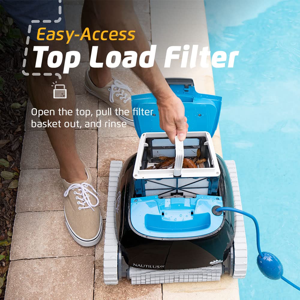 Dolphin Nautilus CC Automatic Robotic Pool Vacuum Cleaner, Always Cleaning, Never Charging, Includes Caddy for Easy Transport and Storage, Ideal for In-Ground Pools up to 33 FT in Length