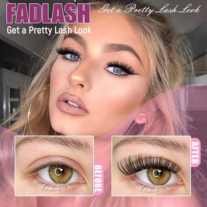 FADLASH Wispy Lash Clusters 280Pcs Individual Natural Eyeslash Cluster 40D Lash Extensions 12-18mm Soft D Curl Fluffy Cluster Eyelash Extension