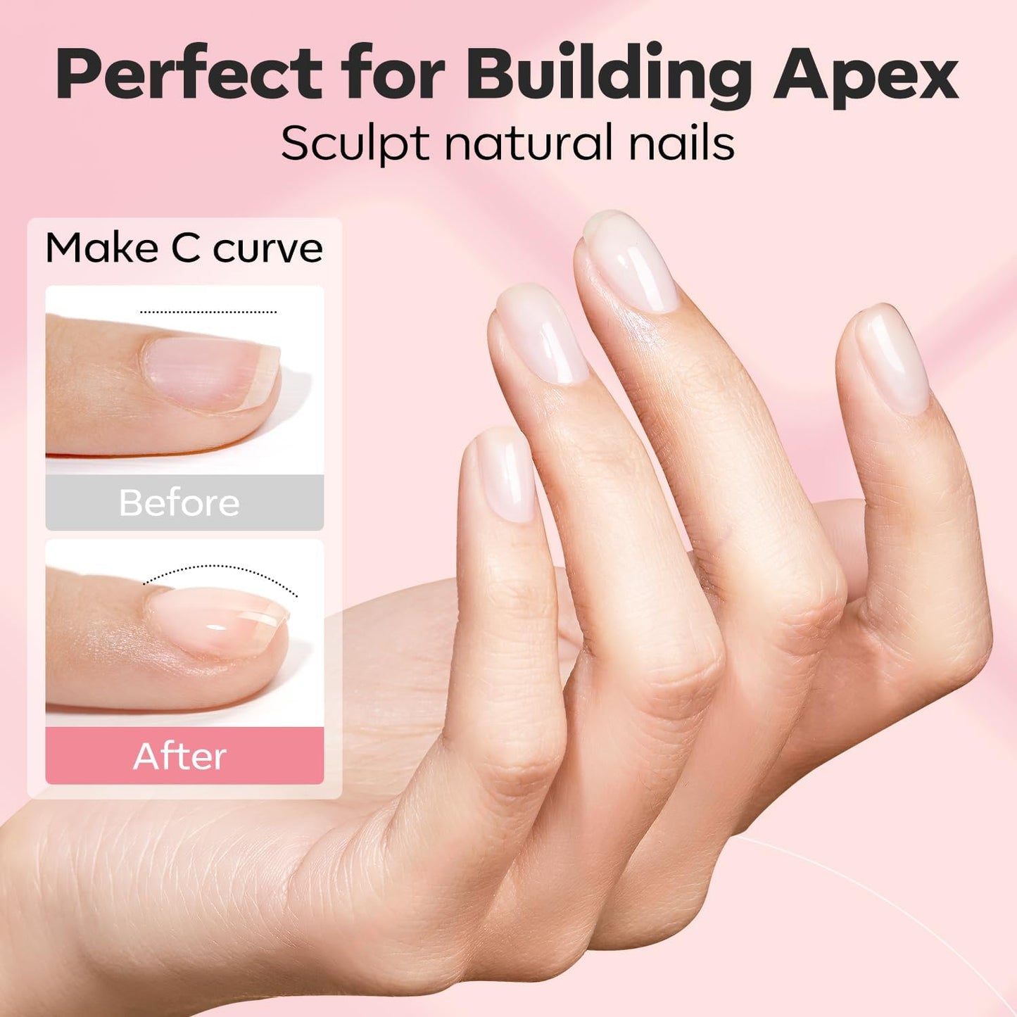 modelones Nail Thickening Solution, Nail Dehydrator and Primer with Builder Nail Gel, 3Pcs Cover Nude Pink LED Gel Builder Polish Base Coat Prep Dehydrate & Bond Primer for Apex Building 10ml