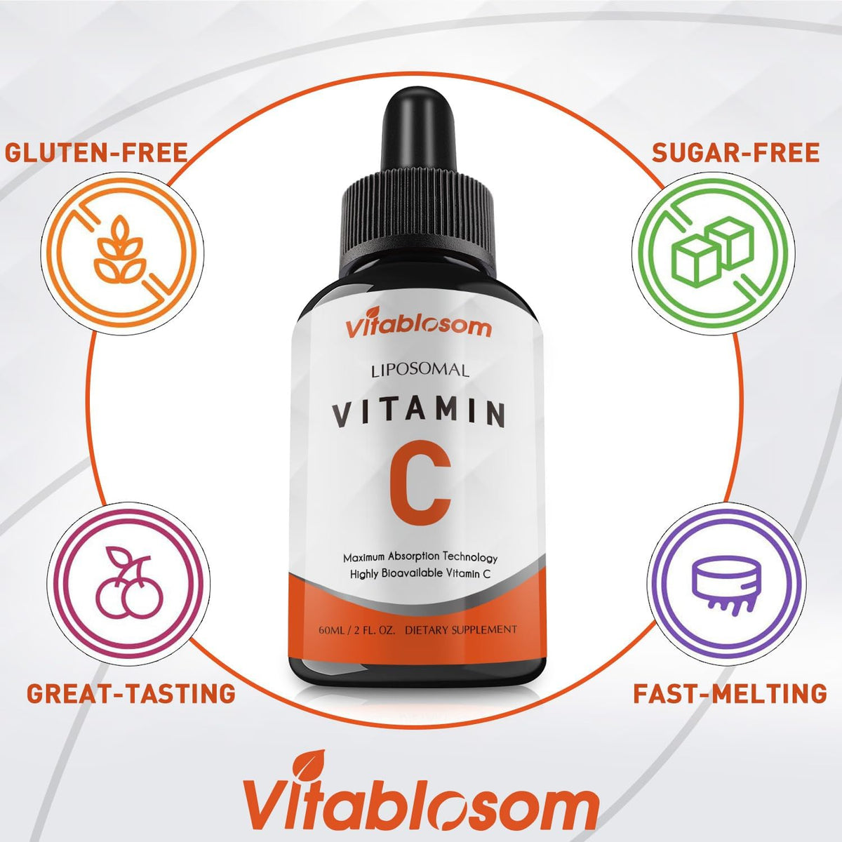 Liposomal Vitamin C Liquid Drops Supplement for Adults, Maximize VIT C, 60ml (1 Bottle)