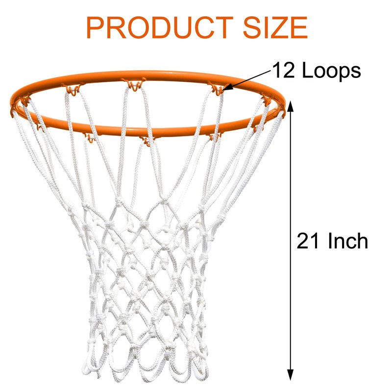 NEIJIANG Basketball Net Replacement Outdoor, Upgraded Thickening Heavy Duty, All Weather Anti Whip, Fits Standard Indoor or Outdoor 12 Loops Rim