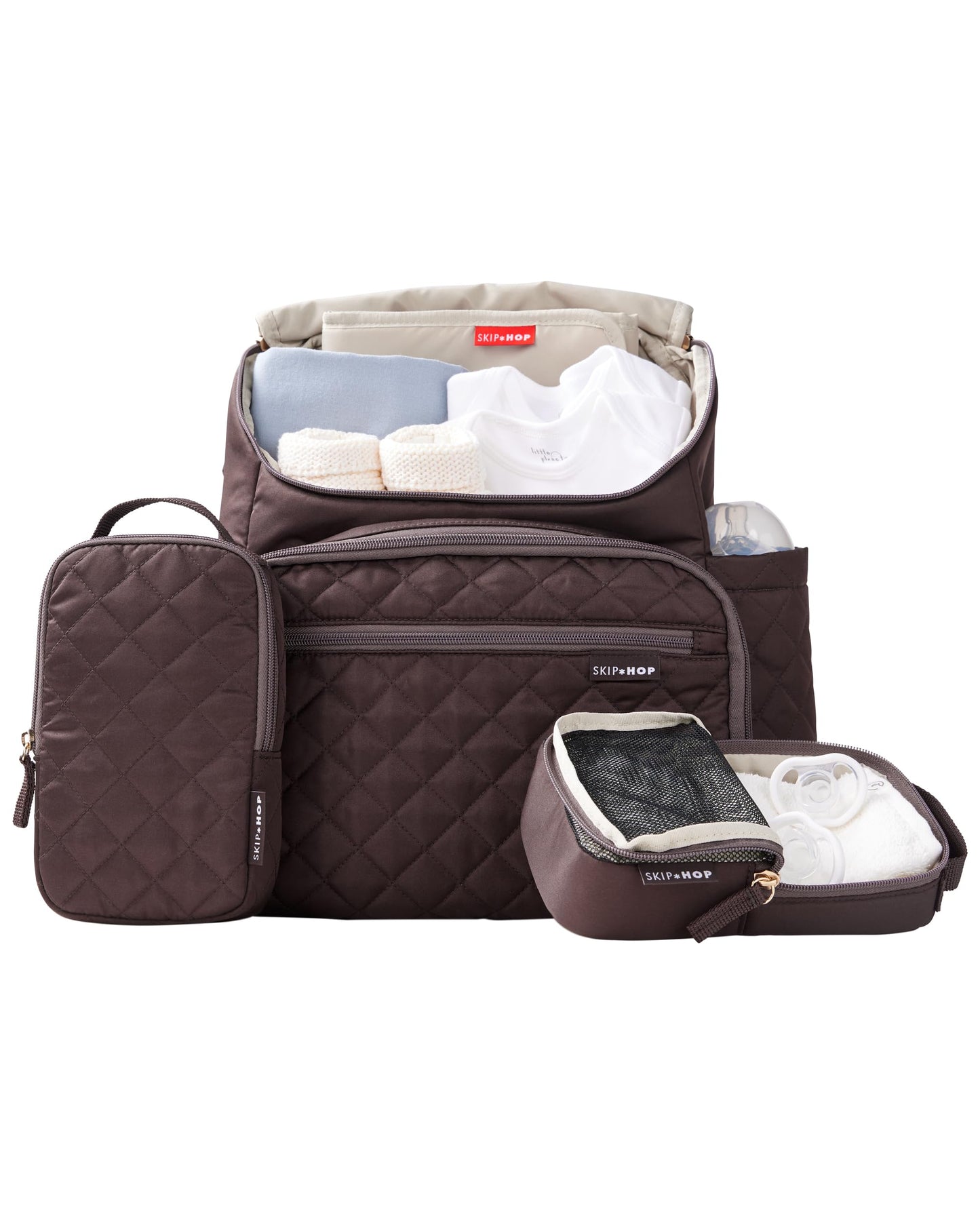 Skip Hop Diaper Bag Backpack: Forma, Multi-Function Baby Travel Bag with Changing Pad & Stroller Attachment, Chocolate