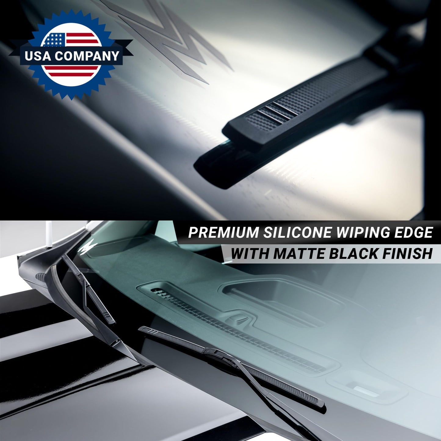 Premium Silicone Carbon Fiber Windshield Wiper Blades 24" & 17" - Patented All-Season, Quiet & Smooth Streak-Free Clean Wipe, OEM Quality, Front Automotive Replacement Wipers for Car & Truck (2 Pack)