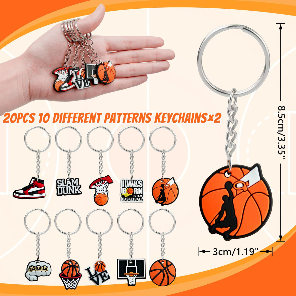 Grneric 110 Pcs Basketball Party Favors Drawstring Backpack with Keychains Silicone Bracelets Stickers for Sports Birthday Supplies Goodie Bags Basketball Themed Gifts