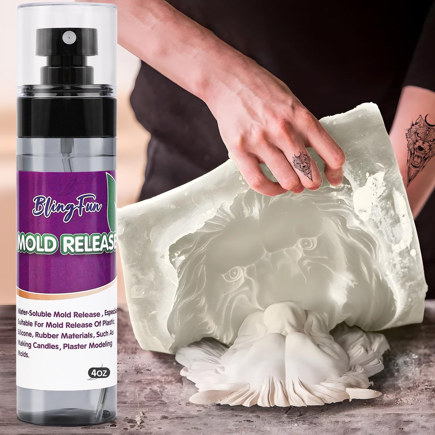 Pachsi 4Oz Mold Release Spray for Candle Making and Epoxy Resin, Fast-Drying Silicone Oil Releaser, Non-Stick Professional Mold Release Agent, Promotes Mold Longevity, Withstands High Temperature