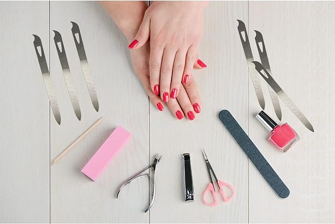 Nail Files for Natural Nails (6 Pack), Metal Nail File 5.5Ã¢ÂÂÃ¢ÂÂ Stainless Steel Thin Durable Nail Filer with Curved Sharp Pointed Tip Double Sided Manicure Pedicure Toenails Tools