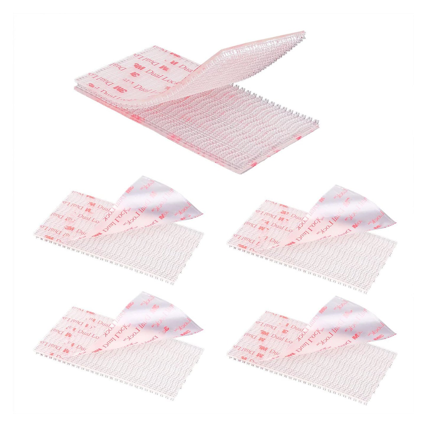 Dual Lock Fastener 2in x 4in 4pcs, Reclosable Interlocking Tape EZ Pass Holder, Heavy Duty Adhesive Hook Lock Sticky Back Mushroom Mounting Tape Clear Color for Indoor and Outdoor