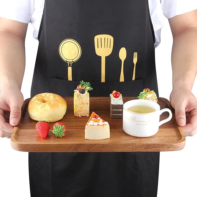 Large Wood Serving Trays Decor Long Charcuterie Cheese Boards Acacia Rectangle Wooden Platters for Food Dish Cookie Snack Appetizer Plates Rectangular Kitchen Dinner Platter Cake Dessert Plate Tray