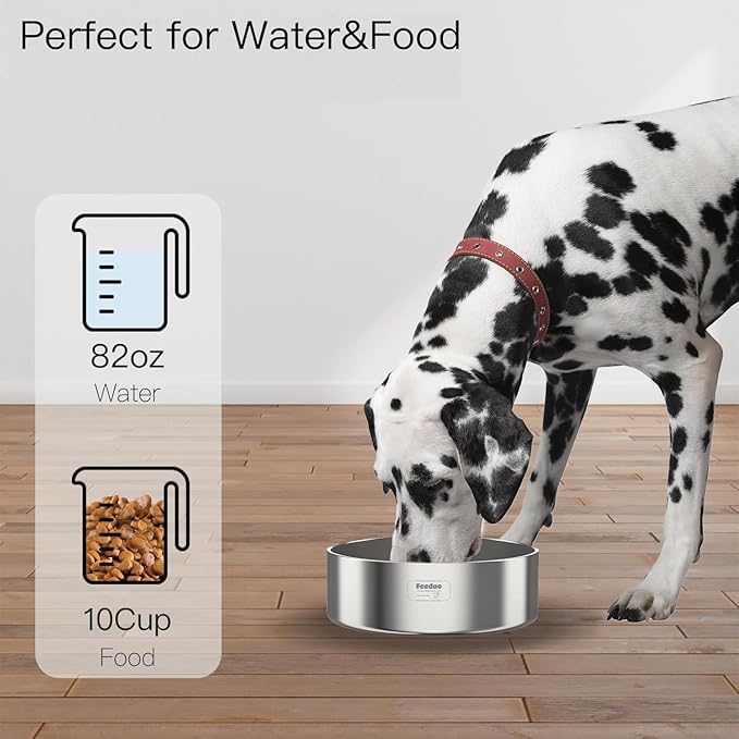 2L Double Layers 304 Stainless Steel Dog Bowl - Insulated & Durable | Non-Slip Base | Easy to Clean | BPA-Free Safe Dog Food and Water Bowl