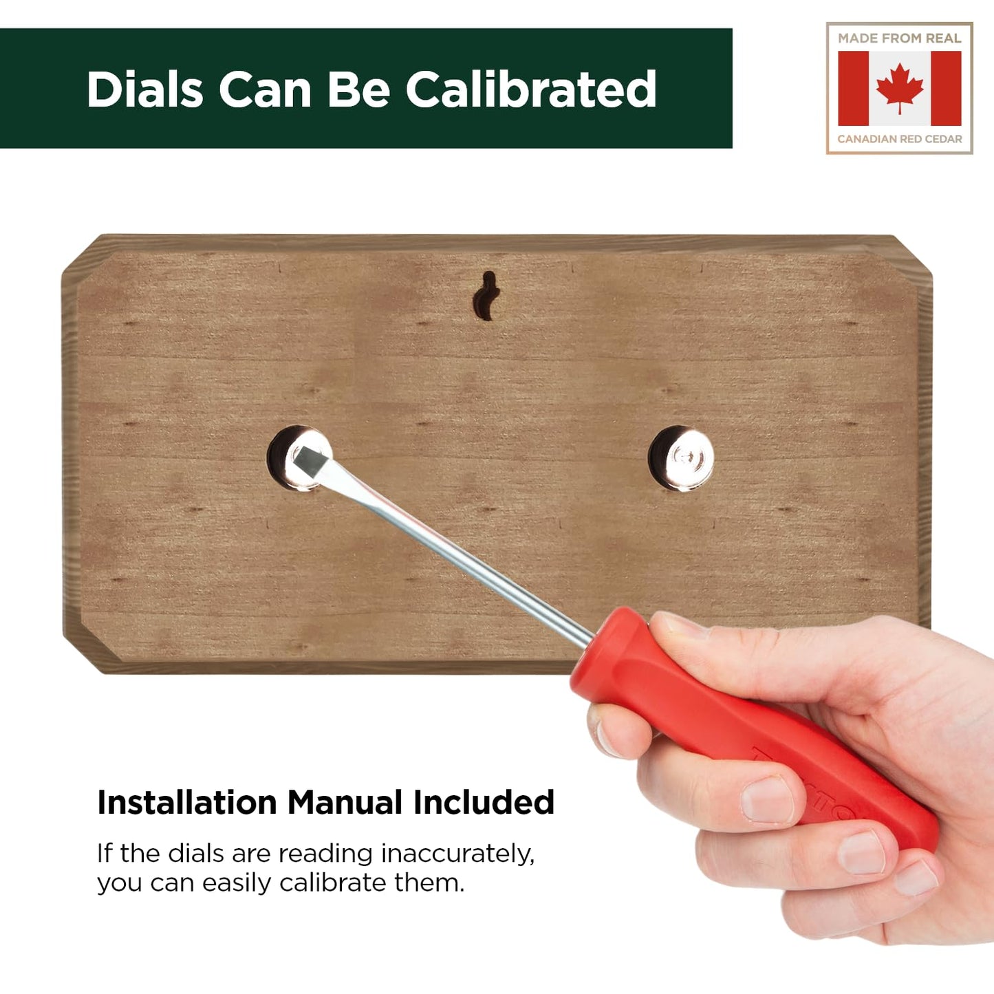 Northwood Sauna - Sauna Thermometer and Hygrometer 2 in 1 - Fahrenheit & Celsius - Handmade from Canadian Red Cedar Wood - Luxurious Golden Metal Dials