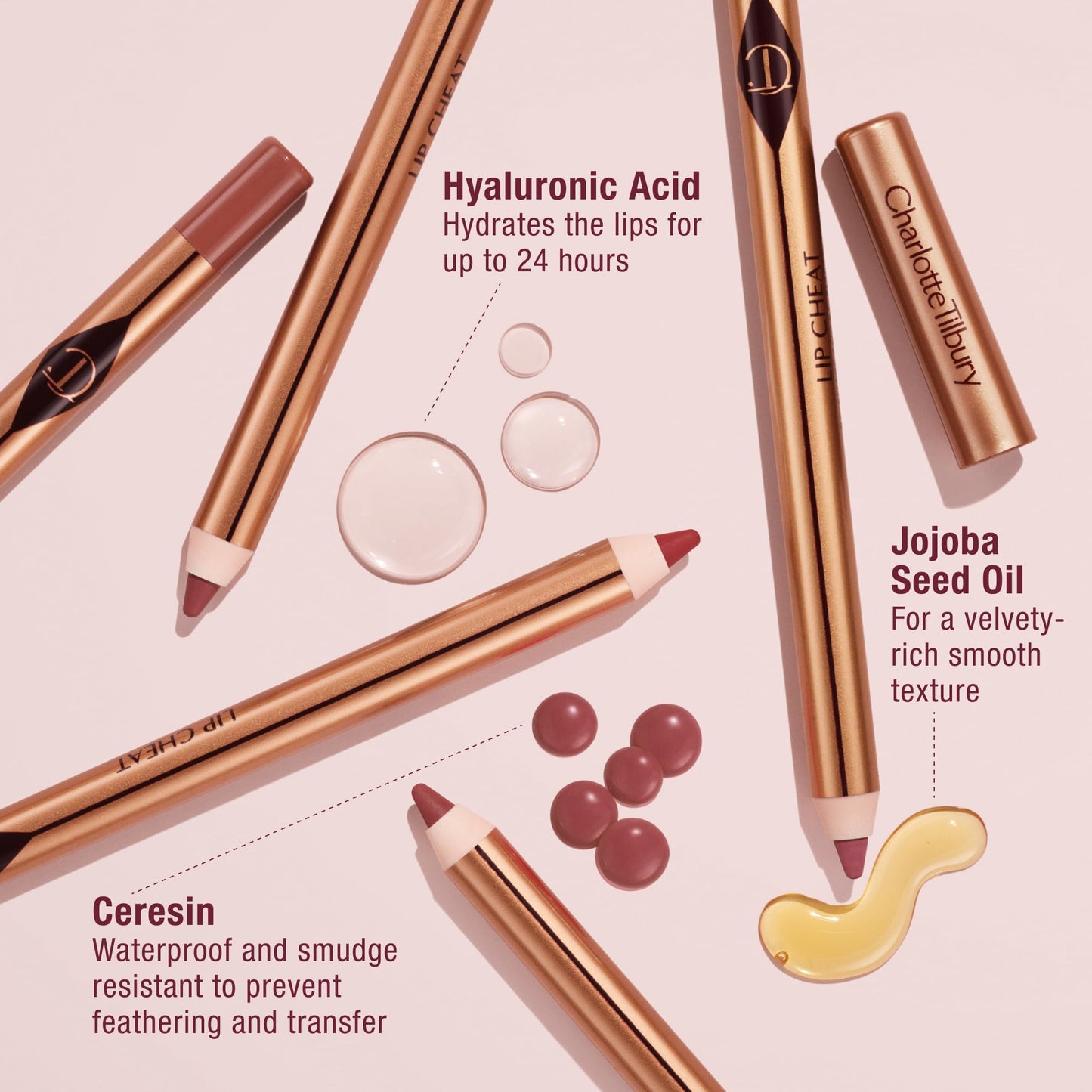 Charlotte Tilbury Lip Cheat Lip Liner Pencil - Gives Lips a Fuller-Looking, Defined Pout - Enriched with Jojoba Oil & Hyaluronic Acid - Waterproof, Smudge-Proof & Transfer-Proof - Pillow Talk