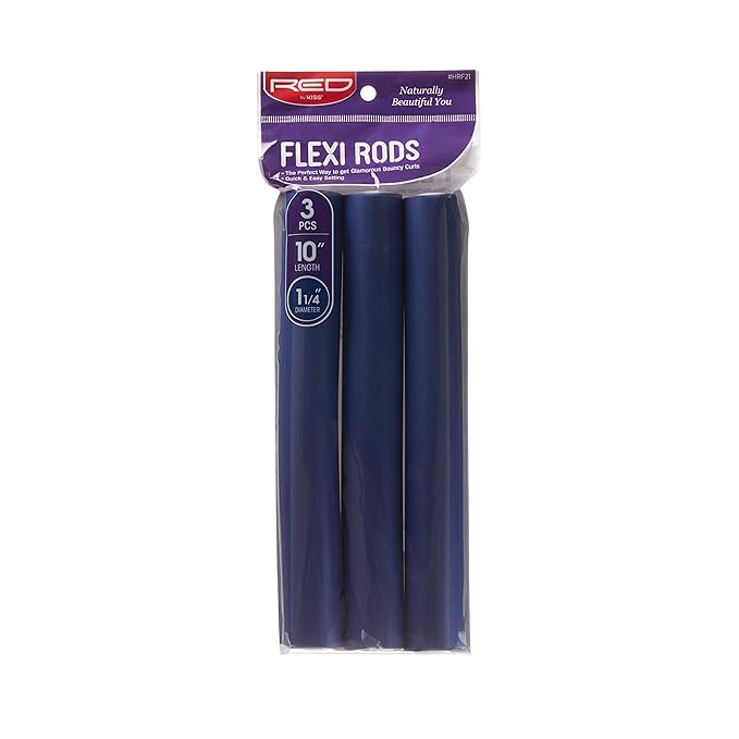 Red by Kiss Flexi Rods - Heatless Hair Curler for 90S Glamorous Bouncy Curls Beach Waves, No Slips, Sleep Styler (10" Length, 1 1/4" Diameter)