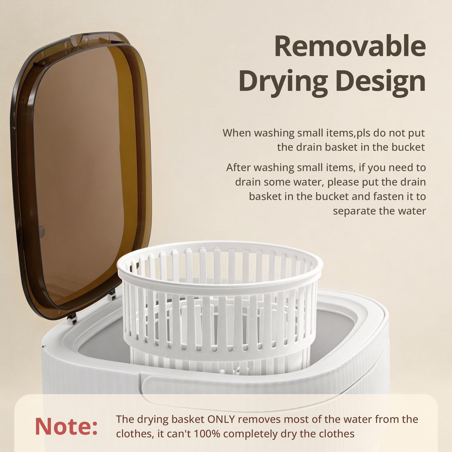 Portable Washing Machine, Mini Washer, 18L Upgraded with Spin Basket, Foldable Design Ideal for Apartment, portable washer 3 Cleaning Modes Suitable for Small Clothes (khaki)