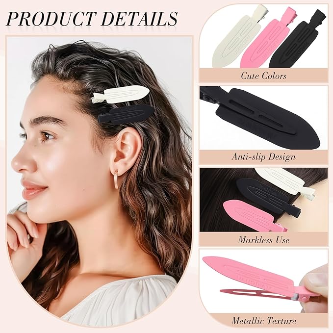 obeoby 12 Pcs No Bend No Crease Hair Clips, Hair Clips Barrettes for Styling for Woman Girl Makeup Accessories