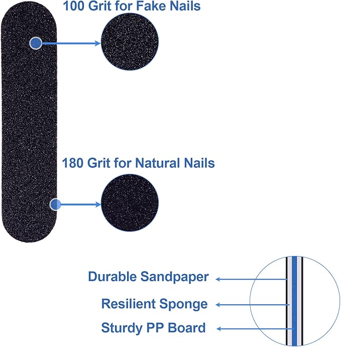 Small Nail Files Bulk (50 Pcs), 3.6 Inches Emery Board Nail File for Acrylic and Natural Nails, 100/180 Grit Double Sided Fingernail Filer Pack Mini Professional Filers Manicure Pedicure Set