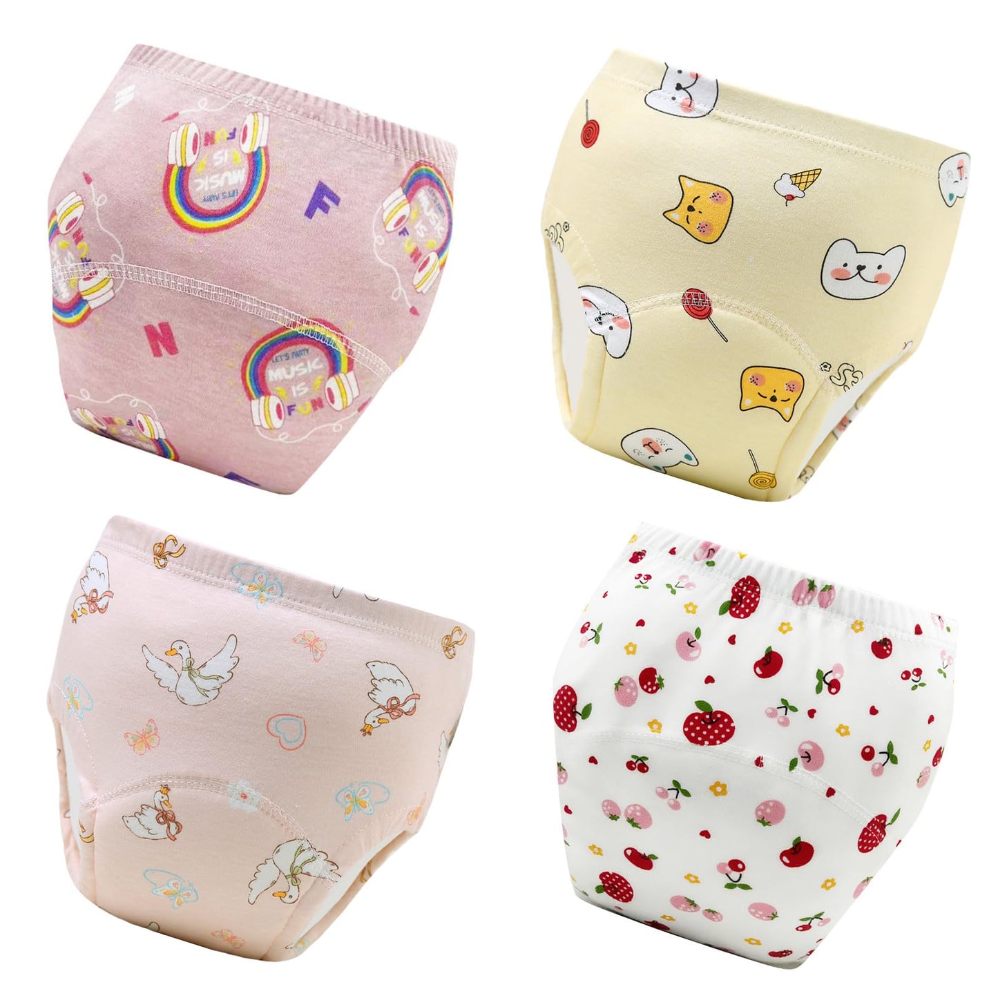 Upairy Training Pants for Boys Girls,Toddler Potty Training Underwear,Leakproof Reusable Kid Confident Panties,Children's Potty Underwear 100% Cotton for 2T-6T(4PCS,M)