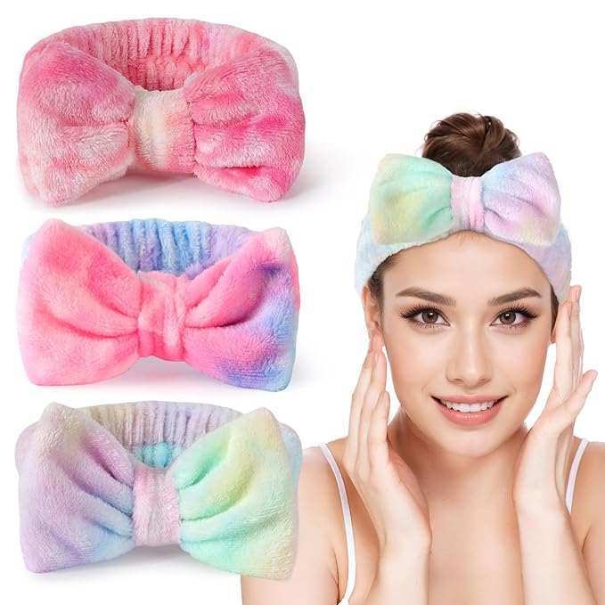 LADES Soft Skincare Headband – Adjustable, Comfortable & Stretchy Fabric, Cute Patterns for Makeup, Facial – Non-Slip, Headband for Hair Control