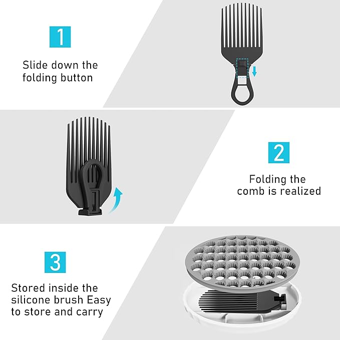 PARAO-Silicone Curling Brush,Magic Wave Afro Comb,Two Sides InterchangeTwist Tool,Hair Curler Brush For Men Women Boy Girl,2-Piece SetÃ¯Â¼ÂGrayÃ¯Â¼Â
