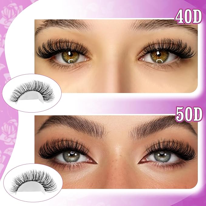 Yawamica Lash Clusters 40D+50D Fluffier Volume Individual Lashes Natural Lash Extension 10-16mm Wispy D Curly Eyelash Clusters 280pcs for DIY Lash at Home (Black)