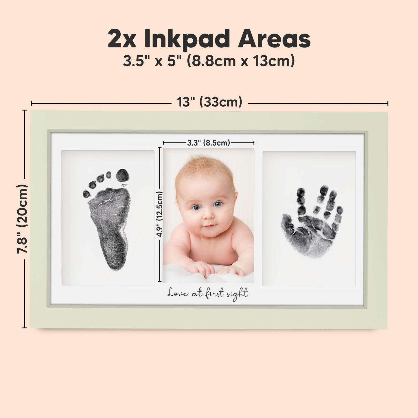 KeaBabies Inkless Hand and Footprint Kit, Boy, Girl, Newborn Keepsake - No Mess Ink Pad for Baby Handprint, Clean Touch Paw Print Kit for Dog, Baby Shower Gifts for New Mom First Mother's Day (Sage)