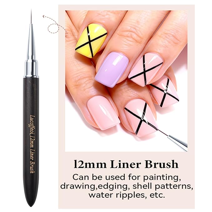 12mm Nail Liner Acrylic Brush for French Tips-Precision Striper Brush for Nail Art