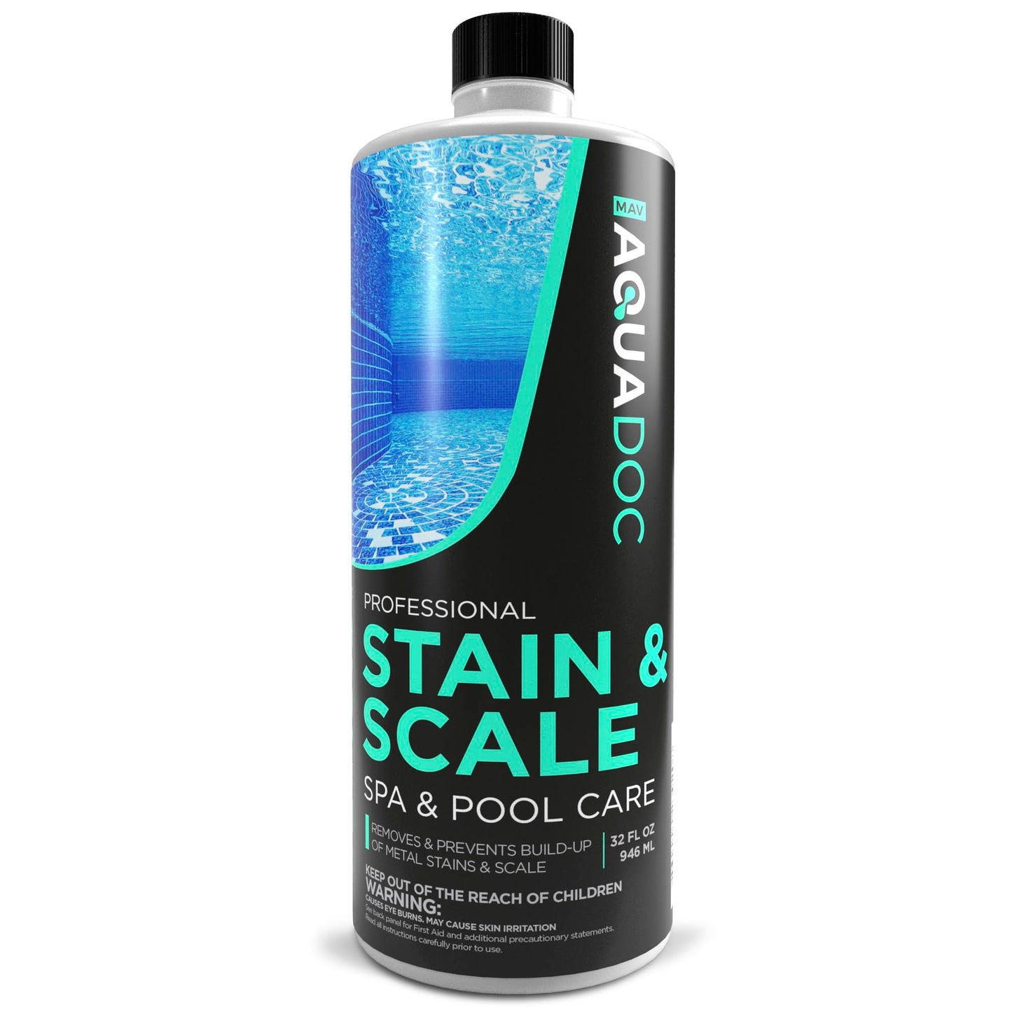 AquaDoc Spa Stain and Scale Control for Hot Tubs - 32oz - Hot Tub Descaler That Helps Prevent & Remove Metal Stains and Scale - Made in USA