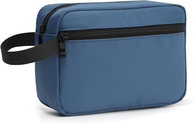 Travel Hanging Toiletry Bag with Carry Handle - Water-Resistant Small Cosmetic Organizer for Men & Women, Makeup, Shaving Kit, Gym & Travel Essentials (Navy Blue)