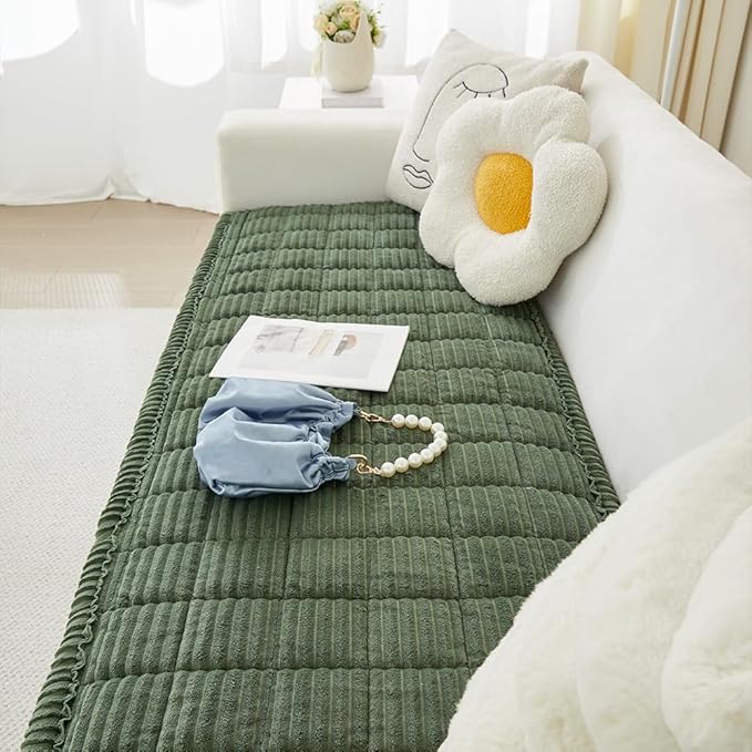 Couch Cover for Dogs Washable, Fuzzy Pet Couch Covers for 3 Cushion Sofa Pet Friendly, Non Slip Sofa Cover (Green, 27.6" x 59"/70 x 150cm)