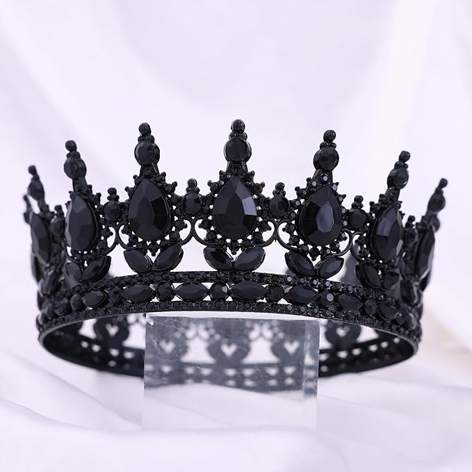Black Queen Crown for Women Crystal Tiara for Women Rhinestone Wedding Headband for Bride Hair Accessories for Costume Birthday Party Prom Gifts