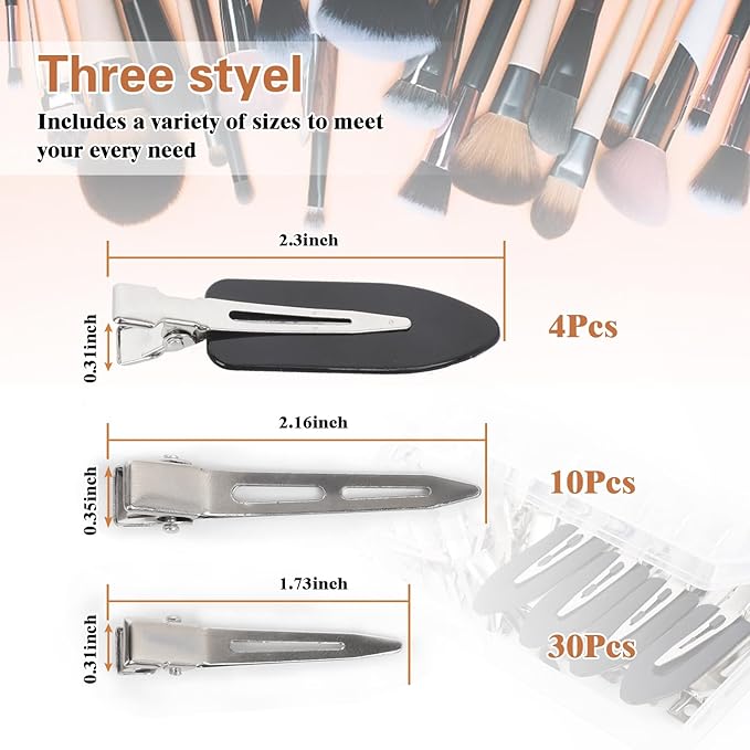 Hair Clips for Women Styling, 44Pcs Metal Duck Billed Pin Curl Clips, Hair Pins, Salon, Makeup, Hair Dyeing, Silver & Black