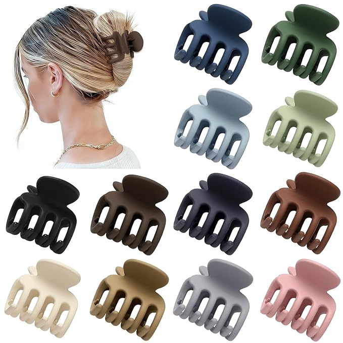 12Pcs Hair Clips for Women 1.8 Inch Small Claw Clips for Thin Hair Medium Hair Claw Clips for Thick Hair Accessories for Women Girls (Regular)